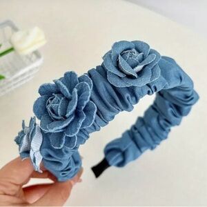 Gorgeous Denim Rosette Headband